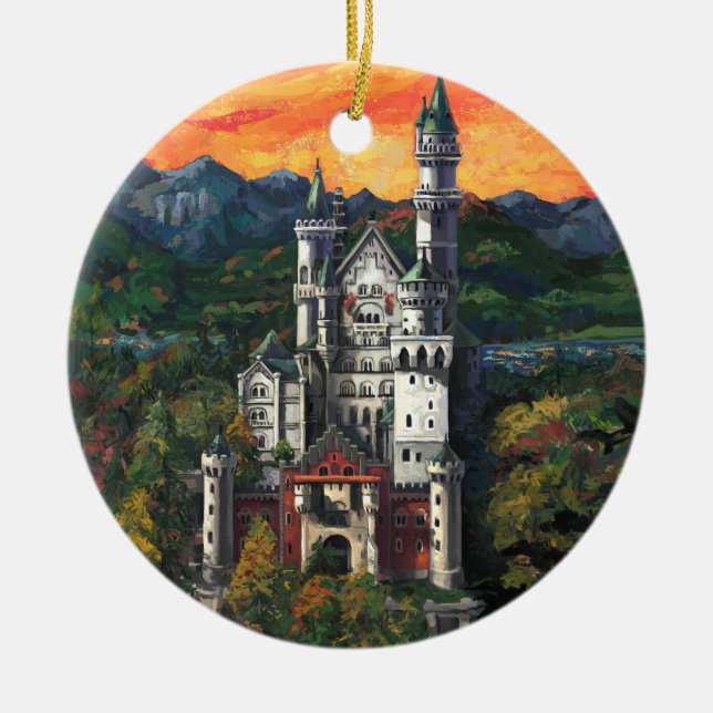 Ornamento De Cerâmica Castelo Schloss Neuschwanstein (Frente)