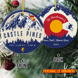 Ornamento De Cerâmica Castle Pines Colorado Flag Mountain Souvenir