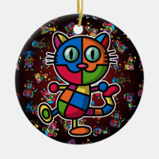 Ornamento De Cerâmica cat2 colorido