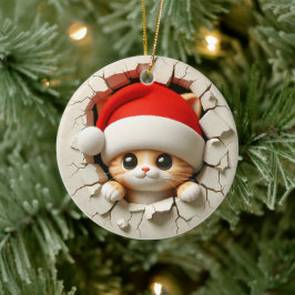 Ornamento De Cerâmica Cat 3D de Natal NÃO 3D
