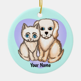 Ornamento De Cerâmica Cat ama cão