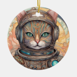 Ornamento De Cerâmica Cat Astronauta detalhadamente arte de anime detalh