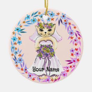 Ornamento De Cerâmica Cat Bride