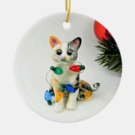 Ornamento De Cerâmica Cat Calico Tabby Holiday Cerâmica Ornament