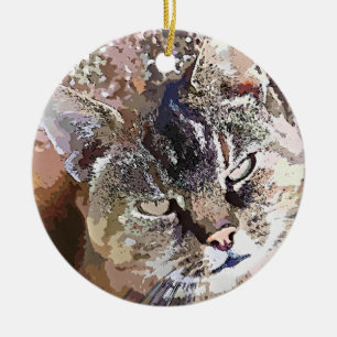 ORNAMENTO DE CERÂMICA CAT DE GATO MALHADO