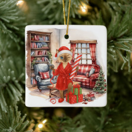 Ornamento De Cerâmica Cat is Christmas boxing