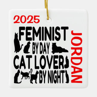 Ornamento De Cerâmica Cat Lover Feminista PERSONALIZADA