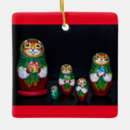 Ornamento De Cerâmica Cat Matryoshka Ornaço de Natal