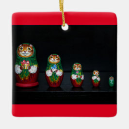 Ornamento De Cerâmica Cat Matryoshka Ornaço de Natal