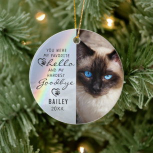 Ornamento De Cerâmica Cat Memorial 2 Fotografias Rainbow Keepsaet