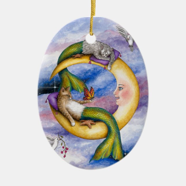 Ornamento De Cerâmica Cat Mermaid 29 (Frente)