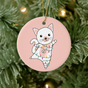Ornamento De Cerâmica Cat Natal Neve Inverno Animais de inverno Gatos