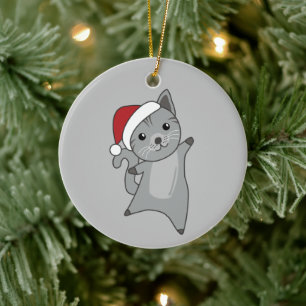 Ornamento De Cerâmica Cat Natal Neve Inverno Animais de inverno Gatos