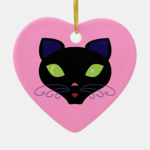 Ornamento De Cerâmica Cat Noite