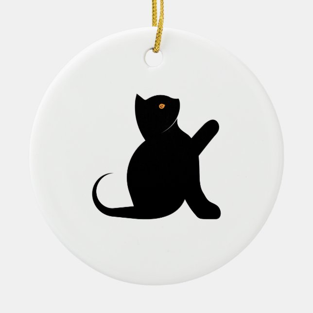 Ornamento De Cerâmica Cat Say Hello (Frente)