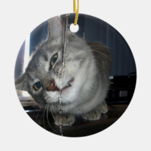 Ornamento De Cerâmica Cat Sede, Decoração Cerâmica da Árvore de Natal.