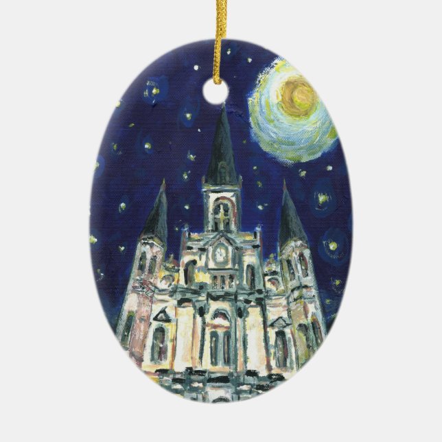 Ornamento De Cerâmica Catedral de Starry Night (Frente)