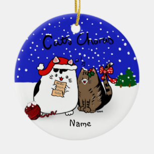 Ornamento De Cerâmica Cats Chorus - coro de Natal divertido para gatos p