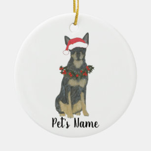 Ornamento De Cerâmica Cattledog Heeler Azul de Natal