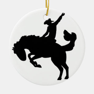 Ornamento De Cerâmica Cavaleiro Bucking do bronco