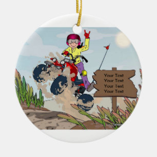 Ornamento De Cerâmica Cavaleiro de ATV - fêmea