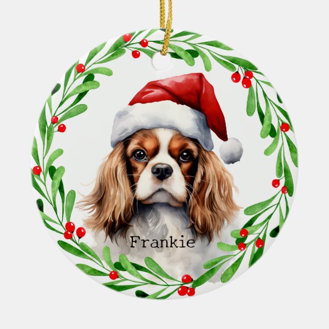 Ornamento De Cerâmica Cavaleiro de Natal Rei Charles Spaniel Pet (Frente)