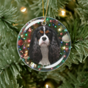 Ornamento De Cerâmica Cavaleiro do Tricolor Rei Charles Spaniel