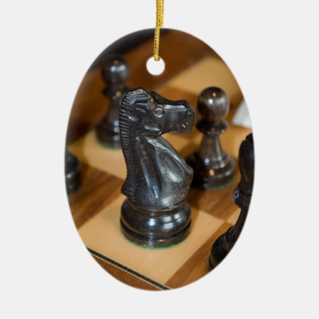 Ornamento De Cerâmica Cavaleiro preto (Frente)