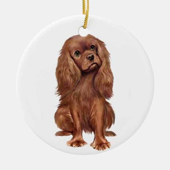 Ornamento De Cerâmica Cavalier King Charles - Ruby (Frente)