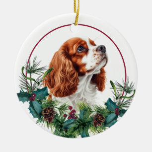 Ornamento De Cerâmica Cavalier King Charles Spaniel Cão Coroa de Sempre-