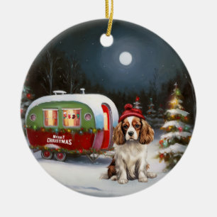 Ornamento De Cerâmica Cavalier King Charles Spaniel Caravana Natal