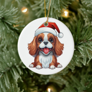 Ornamento De Cerâmica Cavalier King Charles Spaniel de Natal Personaliza