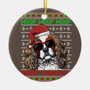 Ornamento De Cerâmica Cavalier King Charles Spaniel Dog Woof Merry Chris