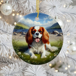 Ornamento De Cerâmica Cavalier King Charles Spaniel Encantador Lembrança