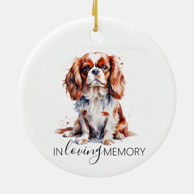 Ornamento De Cerâmica Cavalier King Charles spaniel memorial aquarela (Traseira)