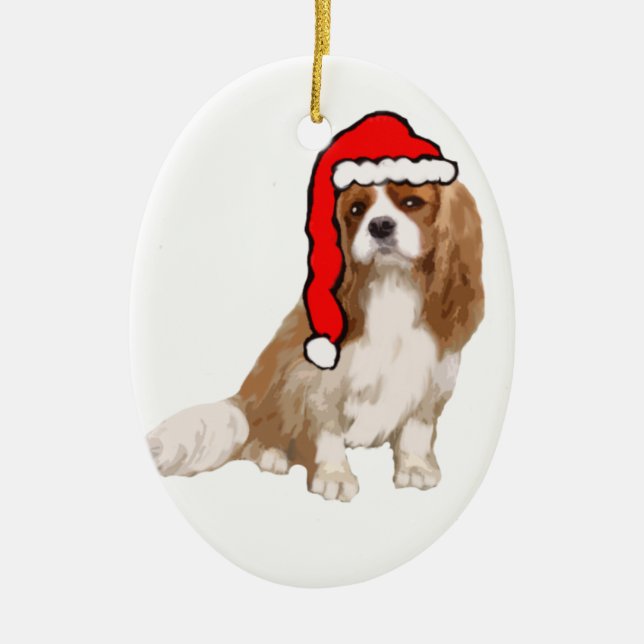 Ornamento De Cerâmica Cavalier King Charles Spaniel Natal (Frente)