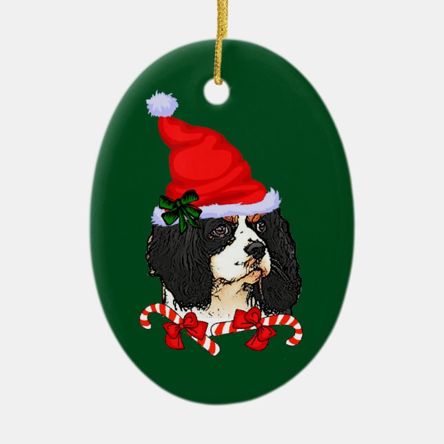Ornamento De Cerâmica Cavalier King Charles Spaniel Natal (Frente)