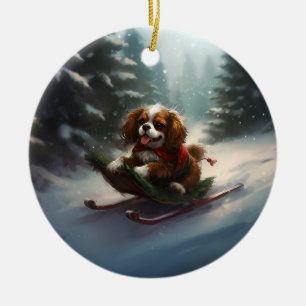 Ornamento De Cerâmica Cavalier King Charles Spaniel neve de Natal