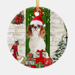 Ornamento De Cerâmica Cavalier King Dog Christmas