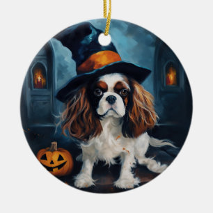 Ornamento De Cerâmica Cavalier King Pumpkins Halloween Scary