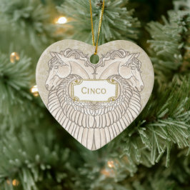 Ornamento De Cerâmica Cavalo Anjo Pegasus Memorial Personalizável