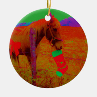 Ornamento De Cerâmica Cavalo Arco-Íris de Natal