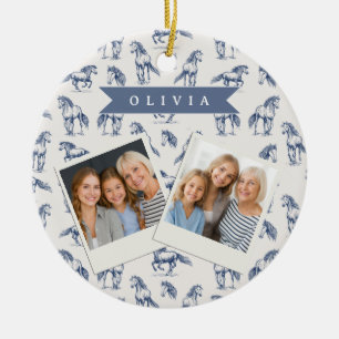 Ornamento De Cerâmica Cavalo Azul Vintage Personalizado Clássico Country