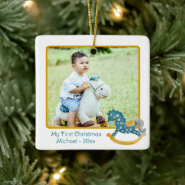 Ornamento De Cerâmica Cavalo Bestial 2 Foto do meu bebê de Natal de 1rua