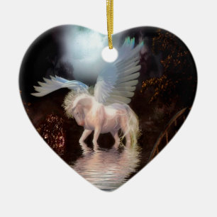Ornamento De Cerâmica Cavalo branco do anjo abstrato
