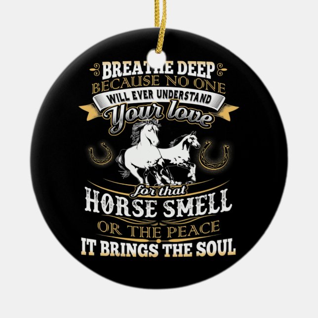 Ornamento De Cerâmica Cavalo Cheira A Caminhar Sobrevoando Presente Engr (Frente)