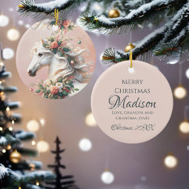 Ornamento De Cerâmica Cavalo de Ano Novo de Natal Mágico