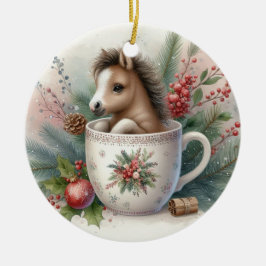 Ornamento De Cerâmica Cavalo de Caneca de Natal