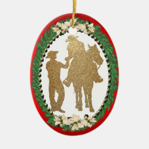 Ornamento De Cerâmica Cavalo de Cowboy Ocidental