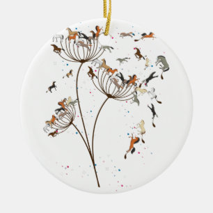 Ornamento De Cerâmica Cavalo De Dandelion Para Cavalos De Sobrevivência